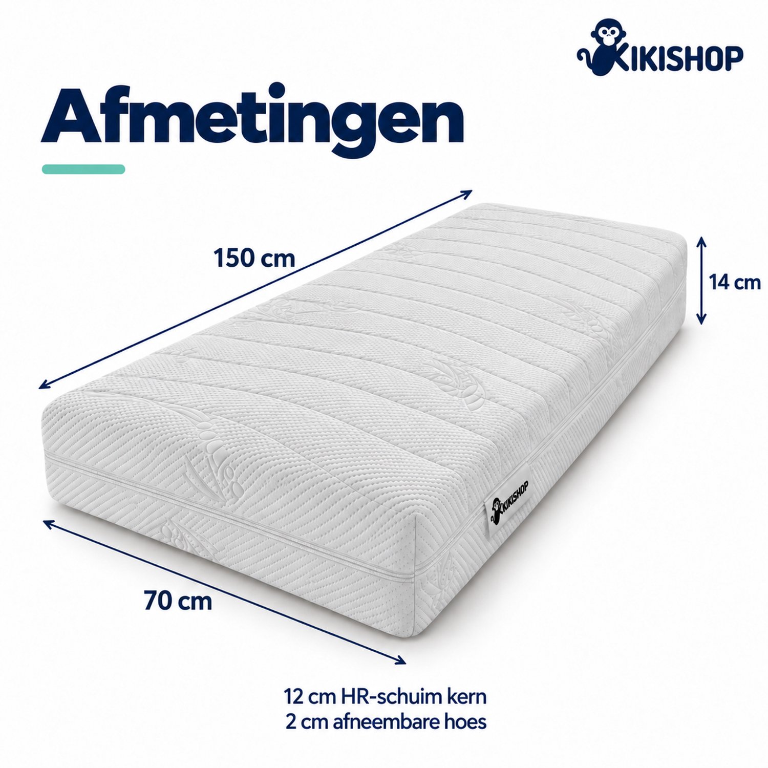 Kikishop Kindermatras 70x150 cm - 14 cm dik - HR-schuim - Juniorbed
