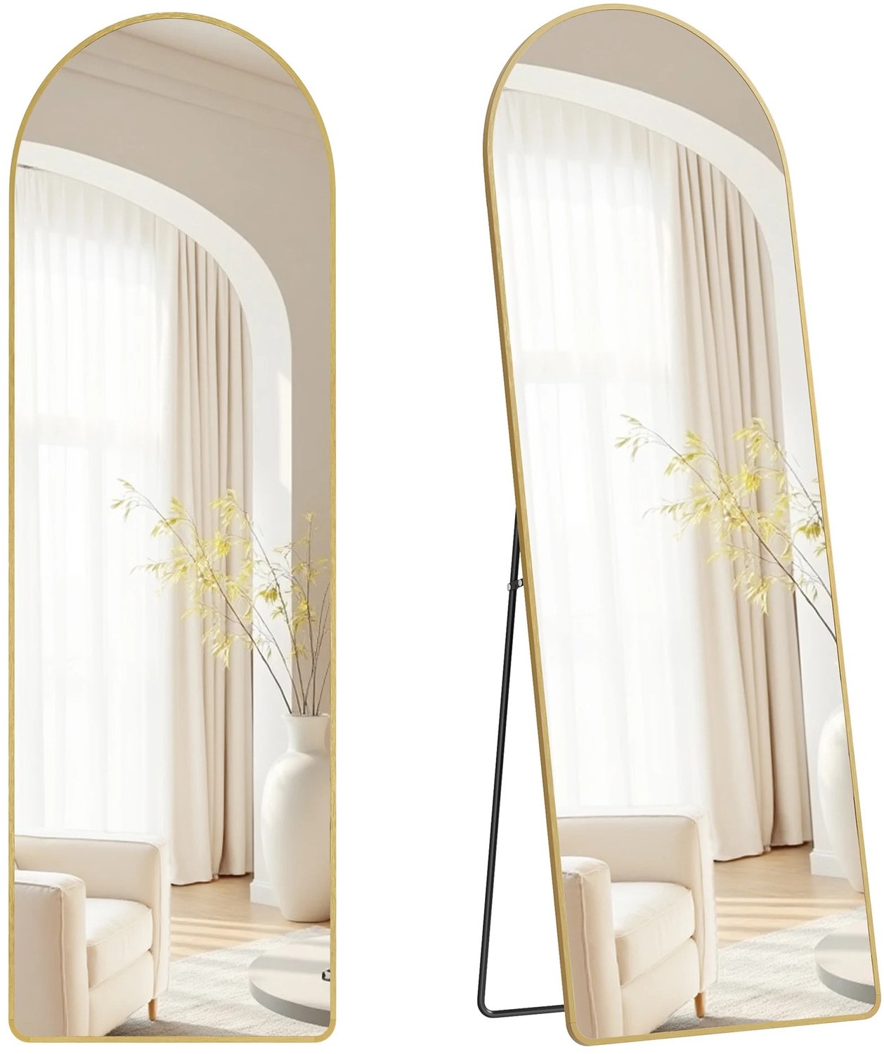 Lamor Spiegel - Staande Spiegels - Boogspiegel - Passpiegel - 160 x 50 cm - Staand - Goud - Interieur - Slaapkamer - Woonkamer