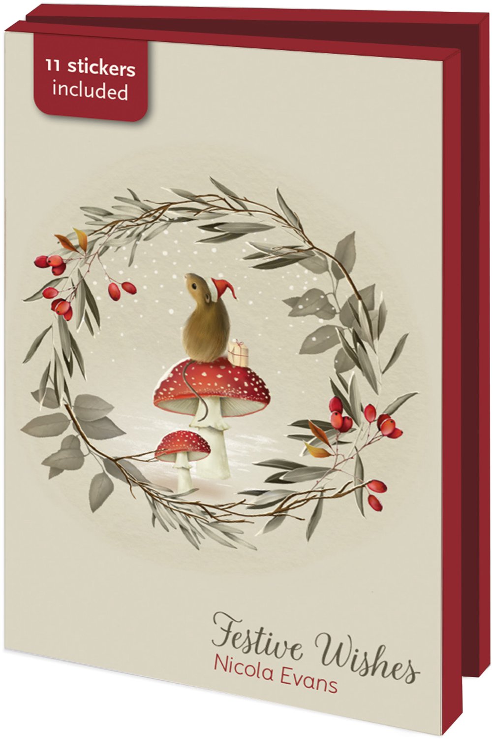 Kerstkaarten 10x - Kaartenmapje met env. Klein - Festive Wishes, Nicola Evans - 2x5 motieven