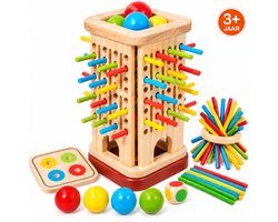 Zappiq Montessori Houten Speelgoed 3-in-1 Stokspel – Educatief Spel voor Kleurherkenning – Cadeau 3 Jaar - Kinderspellen