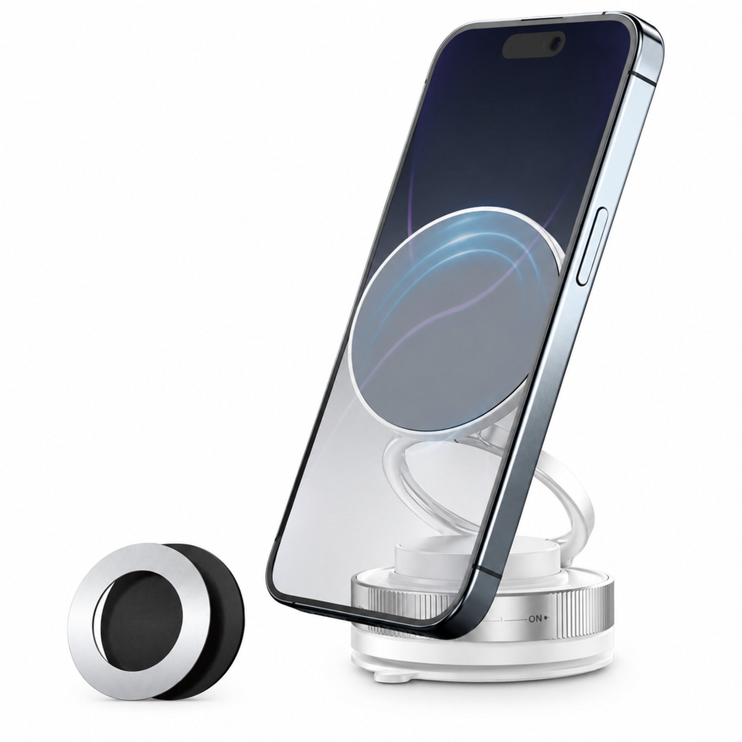 telefoonhouders auto witte magnetische telefoonhouder met vacuümzuignap en sterke magneet voor dashboard en bureau met magnetische plaat voor telefoonhoes en hulpplaat voor zuignap