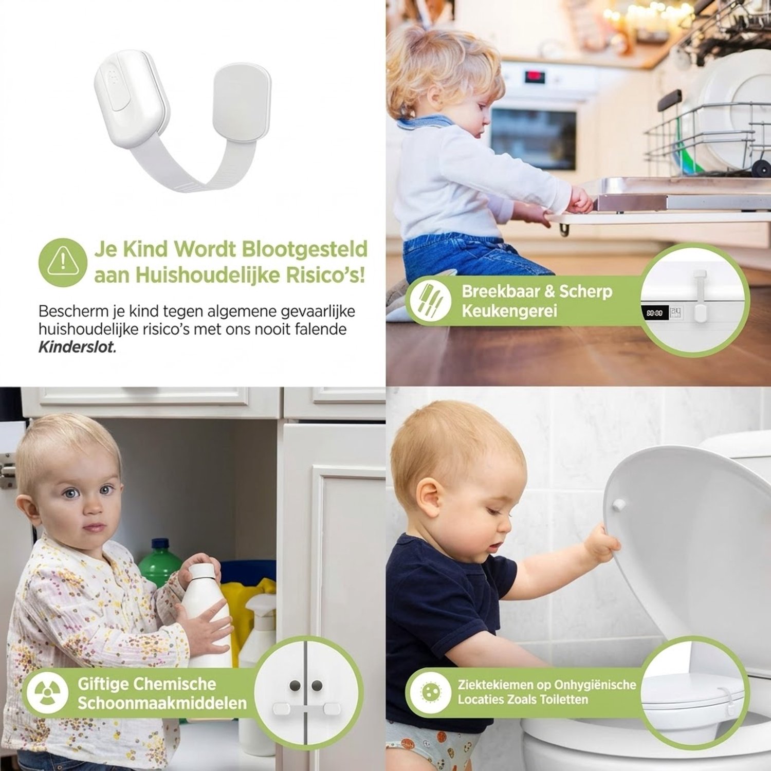 Kinderslot Zelfklevend ( 8 Stuks) - Verstelbaar Kastslot & Baby Beveiliging - Boorvrij Veiligheidsslot voor Kast, Lade, Koelkast & Toilet - Wit – foto 5