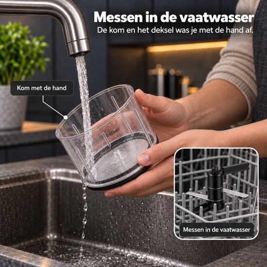 Savoré Kitchen Hakmolen Handmatig - Uiensnijder met Trekkoord - 800 ml - Scherpe RVS Messen & Mengschrapers - Antislip — afbeelding 4