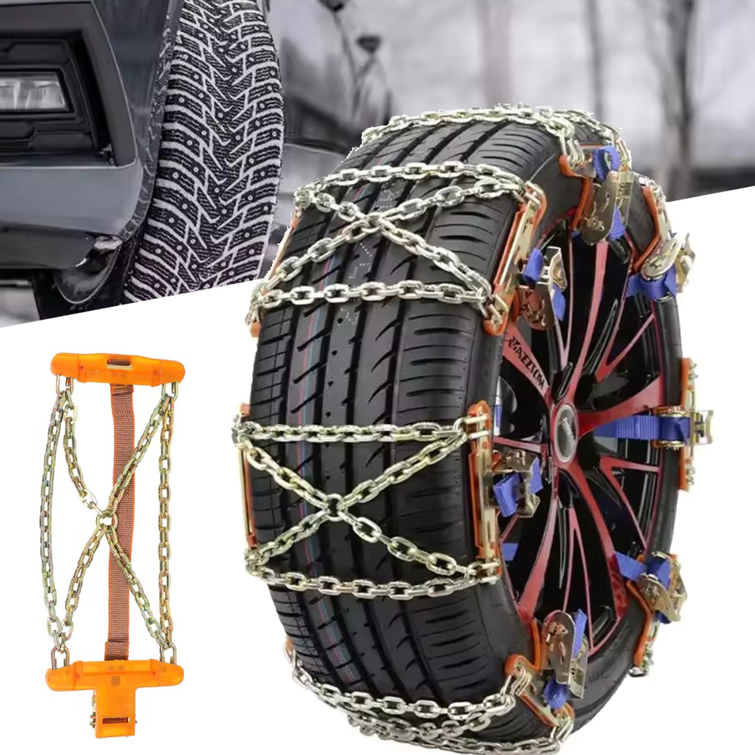 Sneeuwkettingen Voor Auto's - Antislipketting Voor Voertuigen - Universele Sneeuwketting Voor Winterbanden - 175mm-265mm productafbeelding
