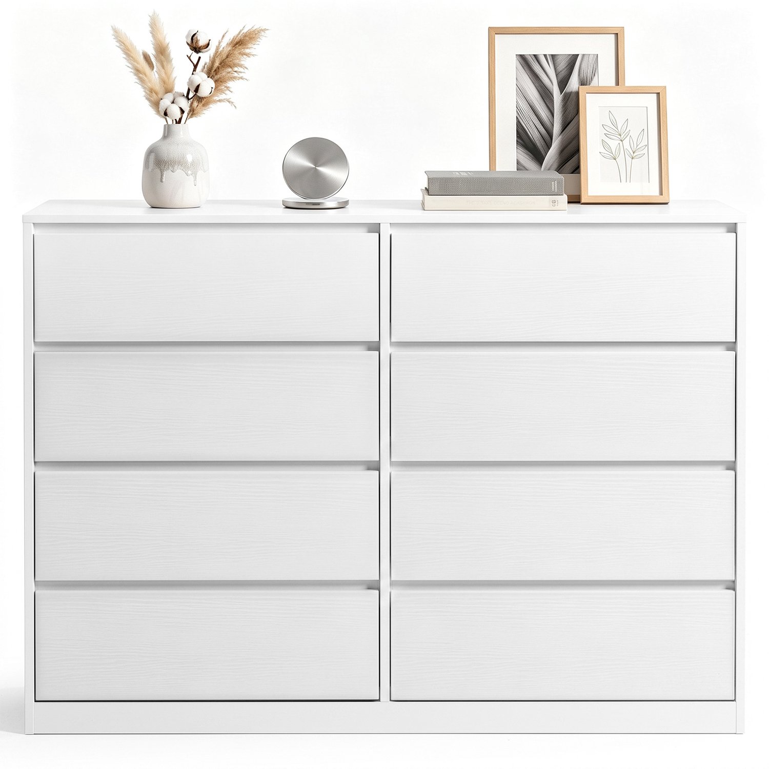 LEADZM Ladekast met 8 lades - Wit - 120 x 40 x 98 cm - zonder handgrepen