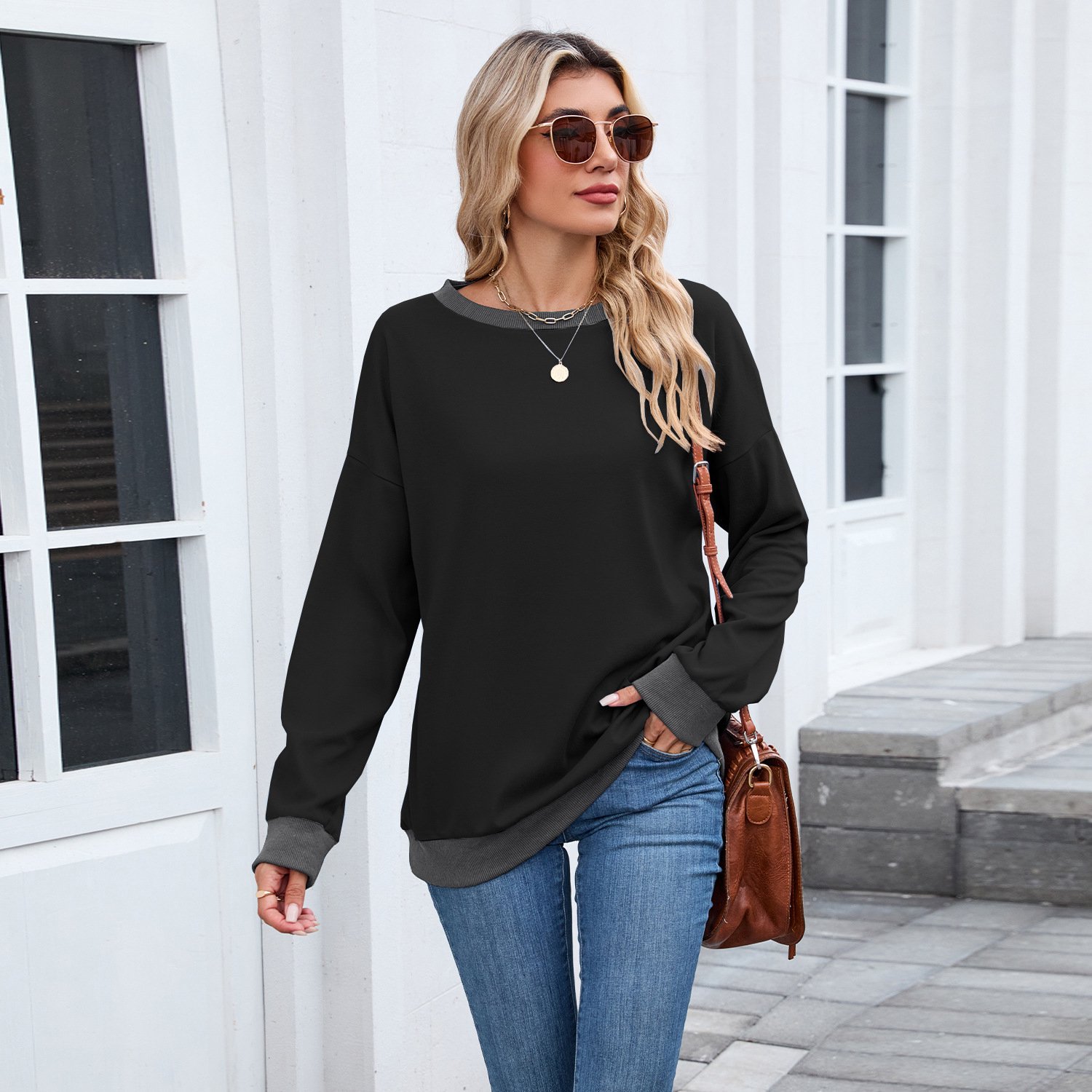 SUNMOOL Dames Shirts - Top - Ronde Hals - Zwart - Maat: 2XL