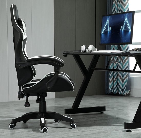 Bureaustoel ergonomisch - wit - verstelbare armleuningen - perfect voor gaming - m-winkel — afbeelding 2