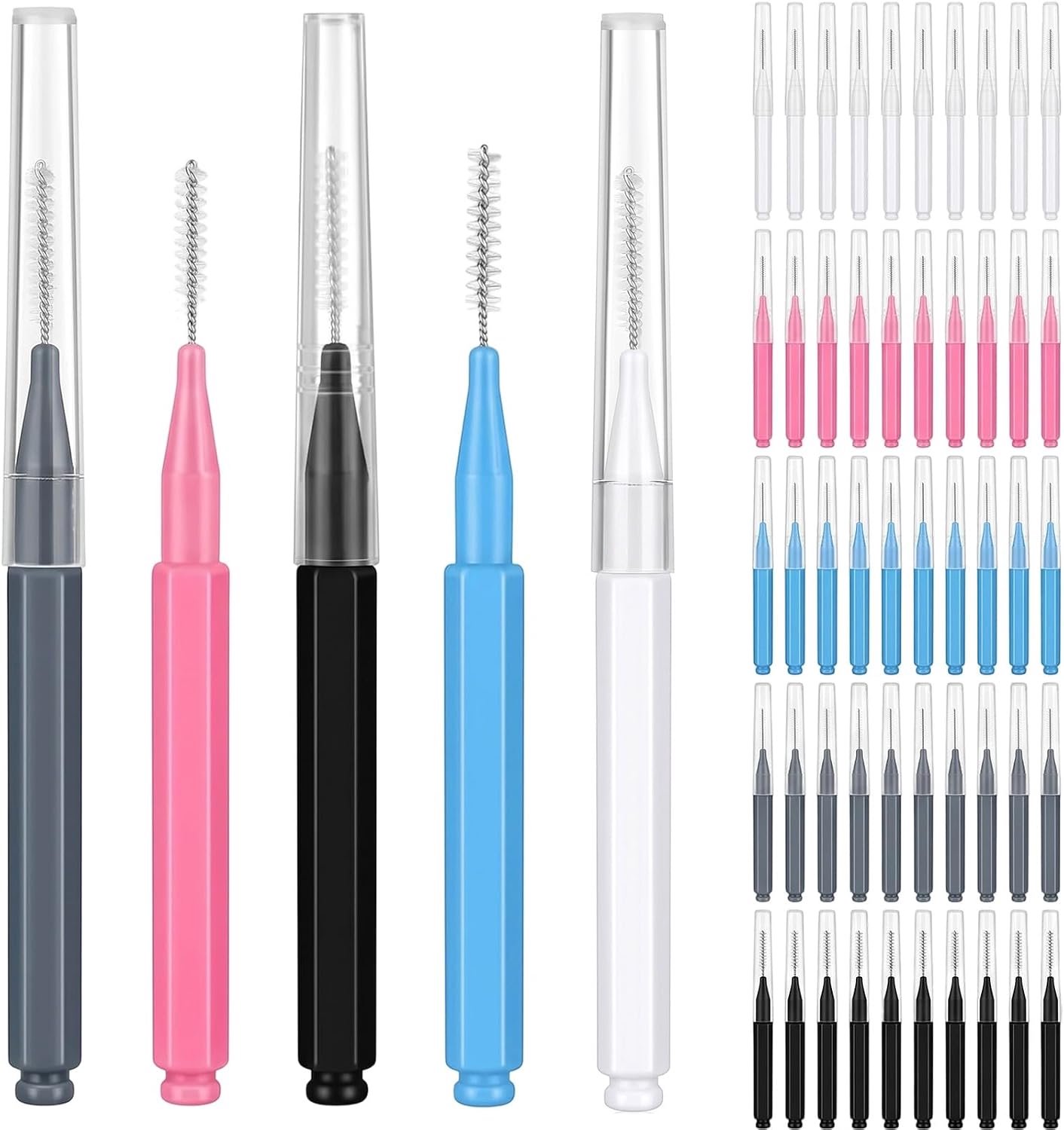 wimper- en wenkbrauwborstels 6,7 x 0,4 cm - 50 stuks - opvouwbaar - voor hygiënische wimperverlengingen m-winkel - m-winkel