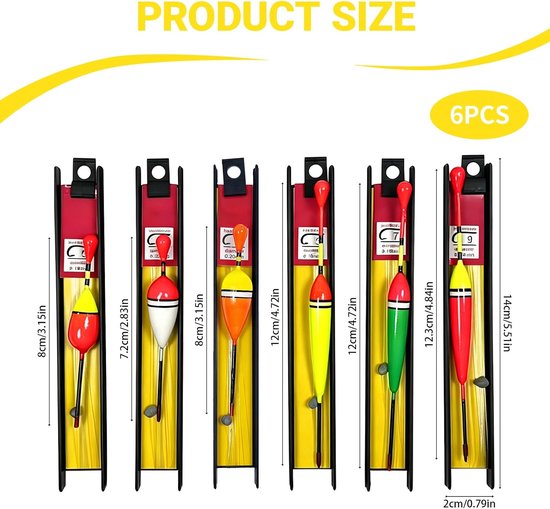 Visdobbers 6 stuks - complete kit met vlotter en lood - ideaal voor forelvissen - m-winkel — afbeelding 5