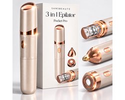 Sansbeauté 3 in 1 Epilator voor Vrouwen PocketPRO Complete met Travel Bag - Epileerapparaat Dames - Epilator - Gezichtsepilator Vrouw - Gezichtsontharing Dames - Epilator Gezicht - Epilator Dames - Gezichtsepilator dames - Oplaadbaar - Rosé Gold