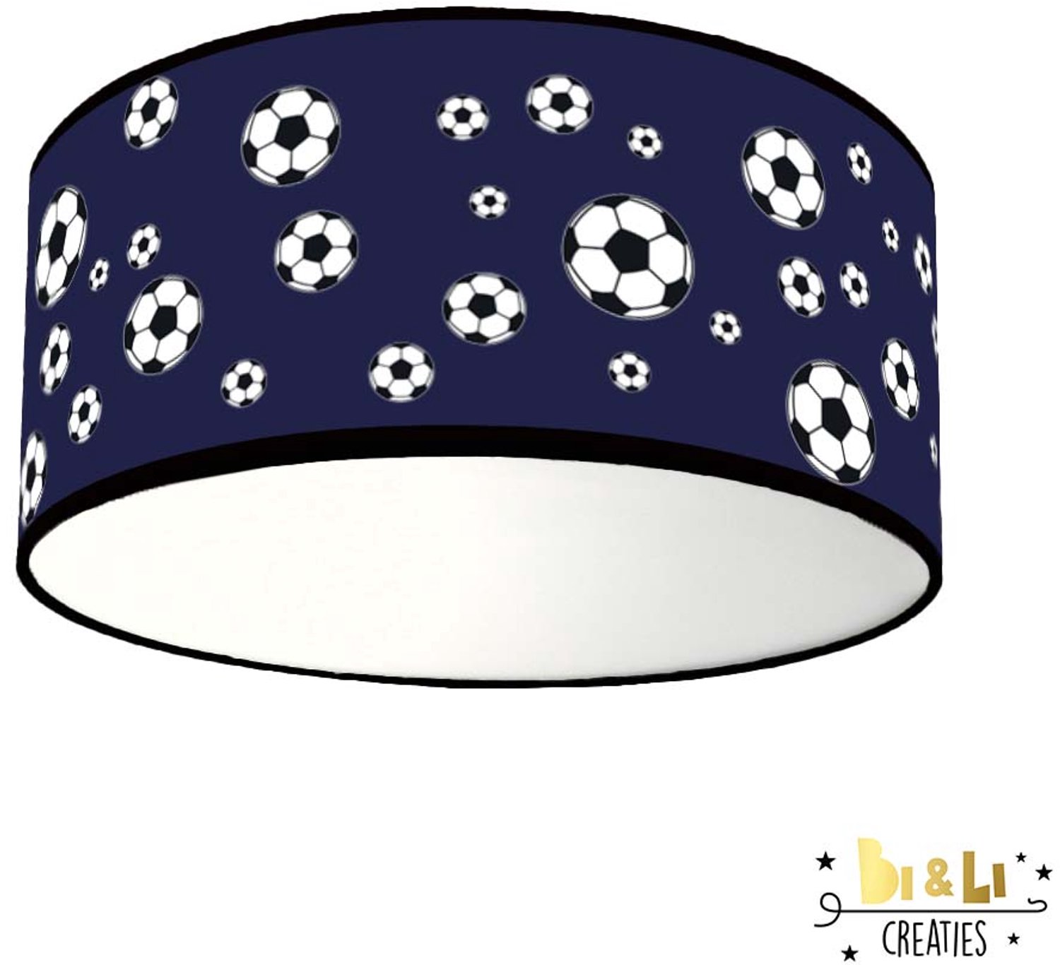 Plafondlamp voetbal donkerblauw-sfeerverlichting-incl diffuser-kinderkamer-incl plafondfitting-lamp-voetbal