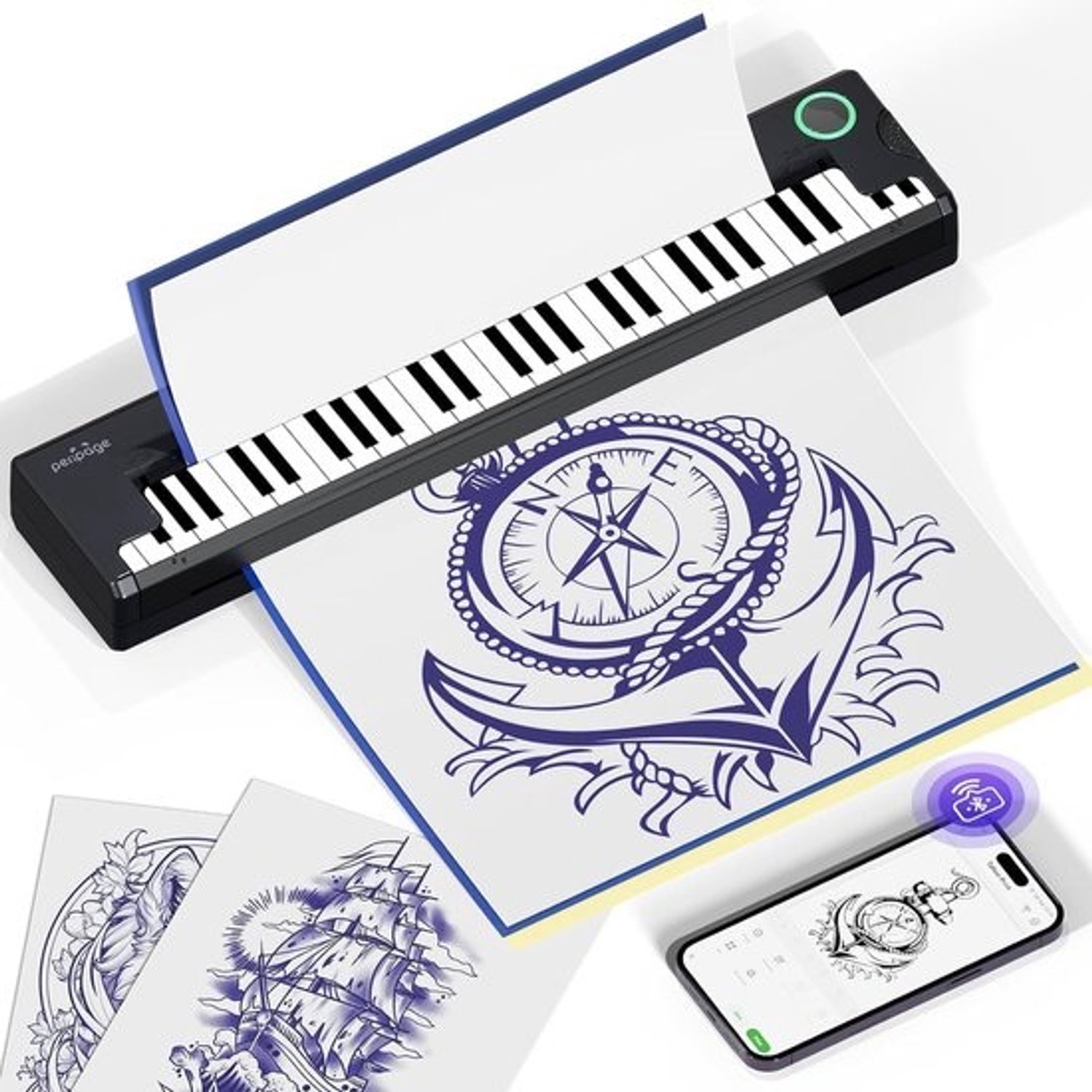Tattoo-sjabloonmachine - Transferprinter - Tattoo-ontwerp - Hoge resolutie - 5 vellen papier - Pino groen