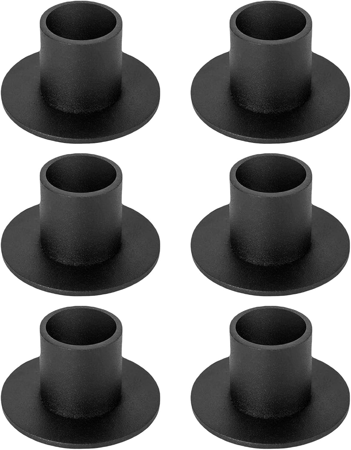 Set van 6 Zwarte Kaarshouders - Retro Stijl - Merkloos