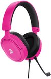 Roze Trust GXT 498 Forta gamingheadset met PlayStation-logo en zwarte hoofdband.