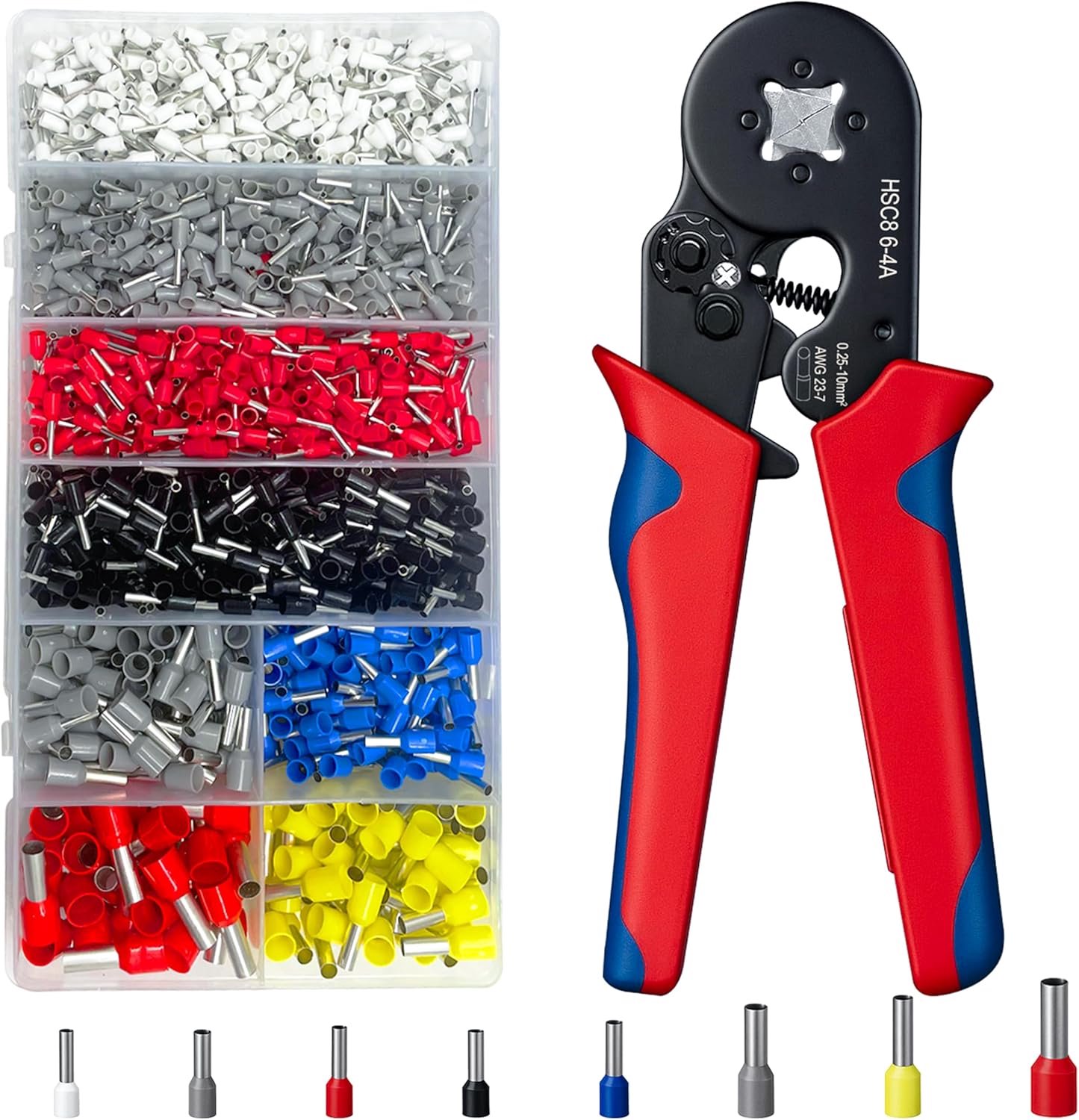 Krimptang Set met 1800 Aderhulzen 0.25-10 mm² - Ratel Functie