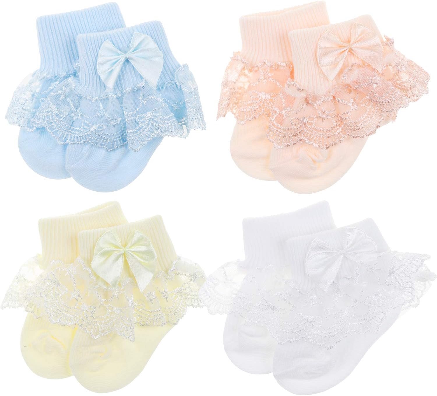 Lace Bows en Frilly Design Baby Sokken voor Nieuweboren en Peuters - Perfecte Ankelsokken voor Meisjes