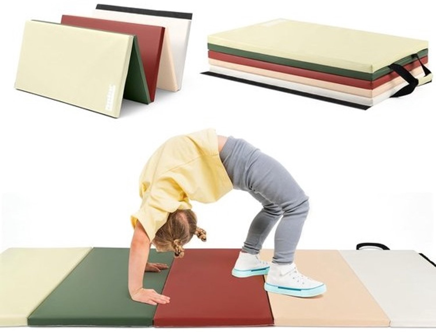 Opvouwbare gymnastiekmat - Fitnesskleed - Voor sport en spel - Met handgrepen - 195 cm lengte - Kerstkleuren