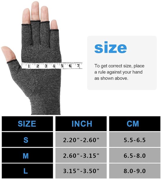 Arthritis Handschoenen voor Pijnverlichting - Ademend, Comfortabel en Vingerloos Ontwerp voor Ondersteuning en Warmte (L) — afbeelding 4
