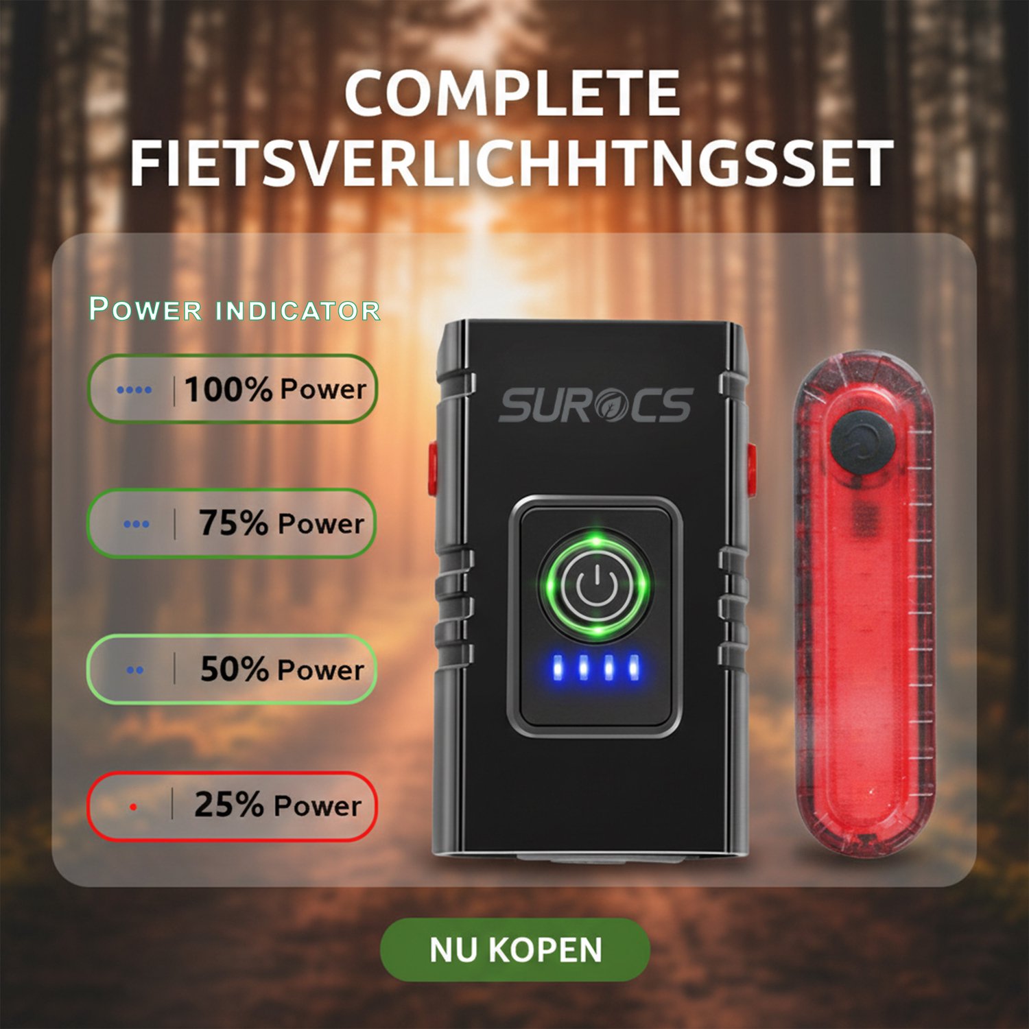 Fietsverlichting USB oplaadbaar - 1000 Lumen - Voorlicht & Achter verlichting - Fatbike verlichting - racefiets verlichting - Koplamp fiets thumbnail 2