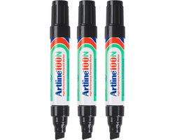 Artline 100 NEAT Permanent Markers - Set van 3 markers - Met een beitelpunt van 7,5 - 12mm - Zwart