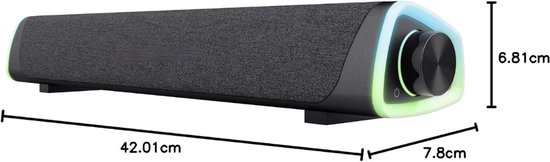 Soundbar - Soundbar PC - Compacte Soundbar voor TV - Grijs - 8cmx 42cm x 7cm — afbeelding 2