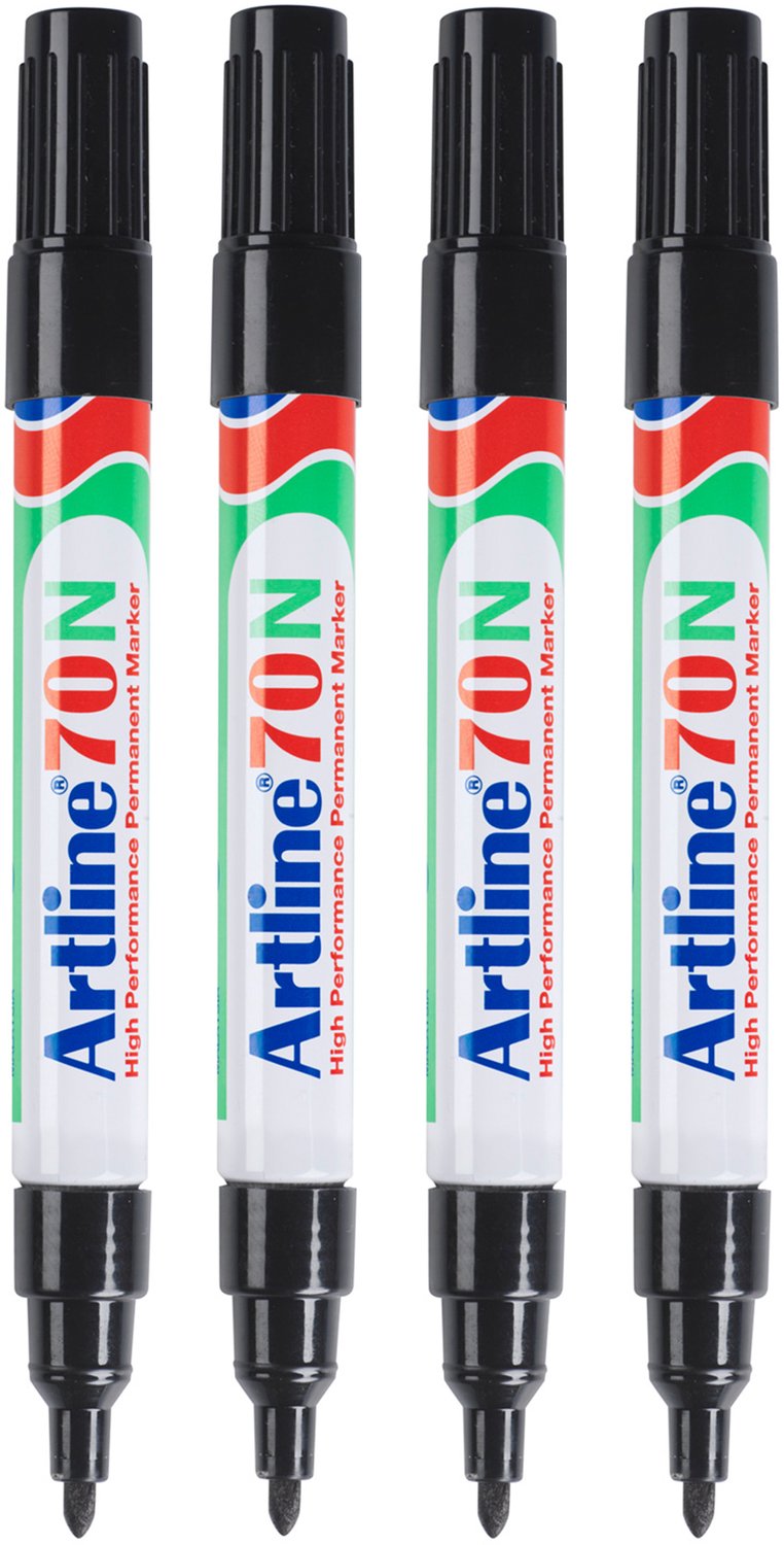 Artline 70 Neat Permanent Markers - Set van 4 markers - Met een kogelpunt van 1,5 mm - Zwart