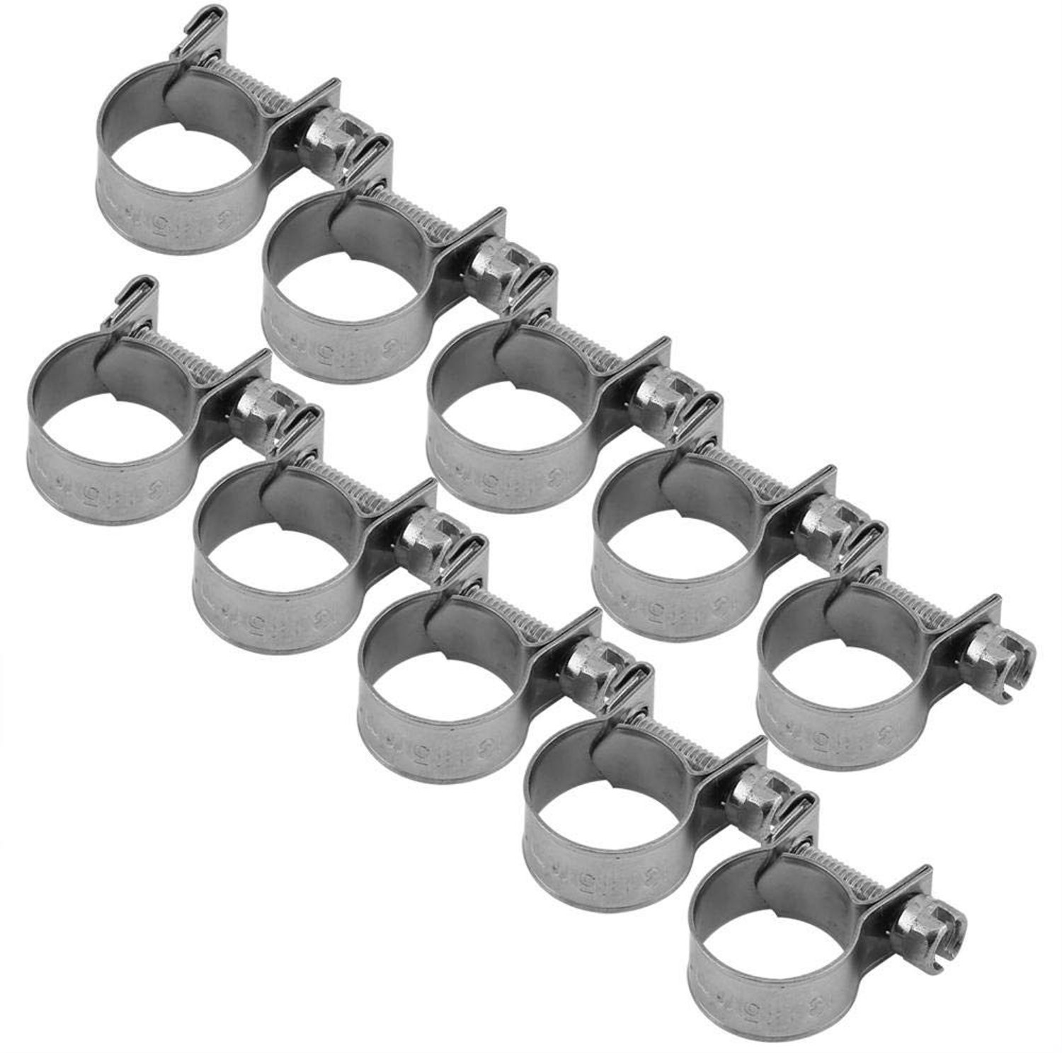 Slangklem 10 Stuks - RVS Slangklemmen - Verstelbare Slangklemmen - Slangklem Assortiment - Slangklemmen Set - Geschikt voor Slang van 6mm-20mm - Slangenklem