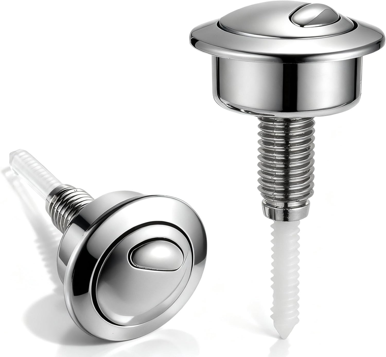 Vervangende Spoelknop voor Cisternen - Dubbele Stroom Drukknop Toilet Spoelmechanisme, Ronde Kop, Chroom Afwerking, Hoogwaardige Toiletaccessoires