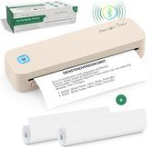 Impressora Térmica® - Draadloze thermische printer - Mini Printer voor Mobiel/Tablet/Laptop - 304 DPI - Pocket Printer - USB/USB-C - Tattoo printer - Inclusief twee rollen thermisch papier - Beige
