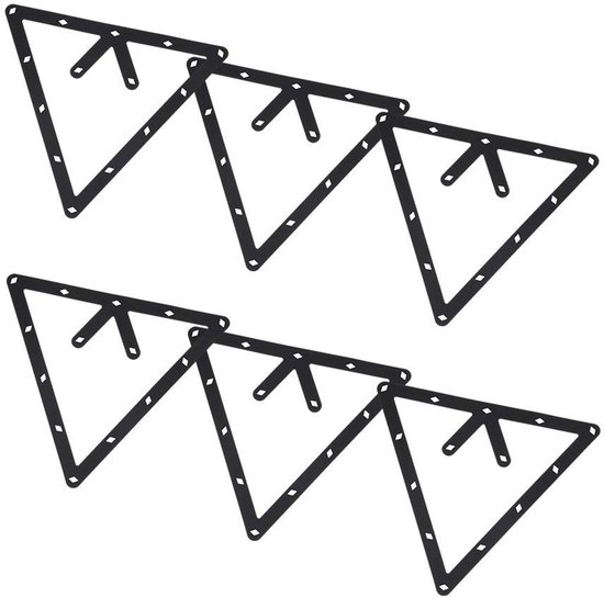 Pooldriehoek Zwart - 6-delige Set - Biljarttafel Accessoire - Balhouder - Positionering - Afmetingen 24 x 24cm - Biljartrek — afbeelding 3