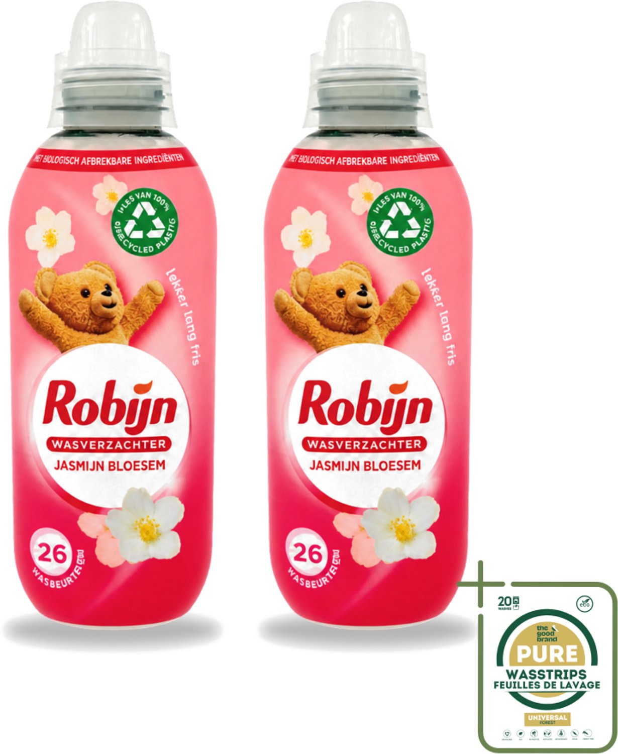 2 x Robijn – Wasverzachter – Jasmijn Bloesem – 650 ml - Wasstrips - Wasverzachter Jasmijn Bloesem - Wasverzachter - Wasverzachter Jasmijn - Wasverzachter Voor Kleding - Wasverzachter Voor Was