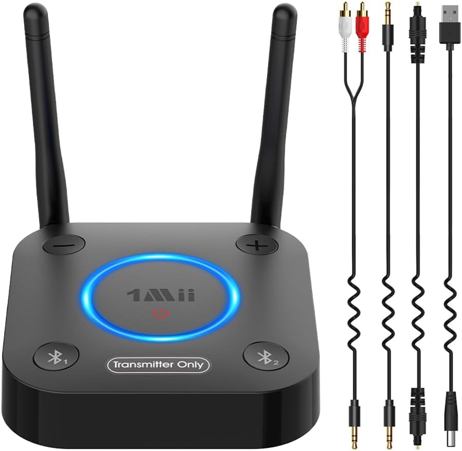 Bluetoolz® | 1Mii B06TX | Bluetooth 5.0 zender | aptX en aptX Low Latency, dubbele antennes én een bereik tot 50 meter buiten en 15 meter binnen | Optische, coaxiaal digitaal en analoge uitgang | nclusief alle benodigde kabels en handleiding