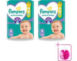 2 x Pampers – Luiers – Active Baby Maat 4 – 46 Luiers - Bulkverpakking - Baby luier - Douchemop - Baby droog