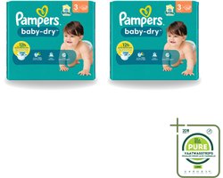 2 x Pampers – Luiers – Baby-Dry Maat 3 (6-10 kg) – 34 Luiers - Grootverpakking - Vaatwasstrips - Babyluier - Babydouche - Droge Luier - Luier Voor Baby - Luier 3 Kg