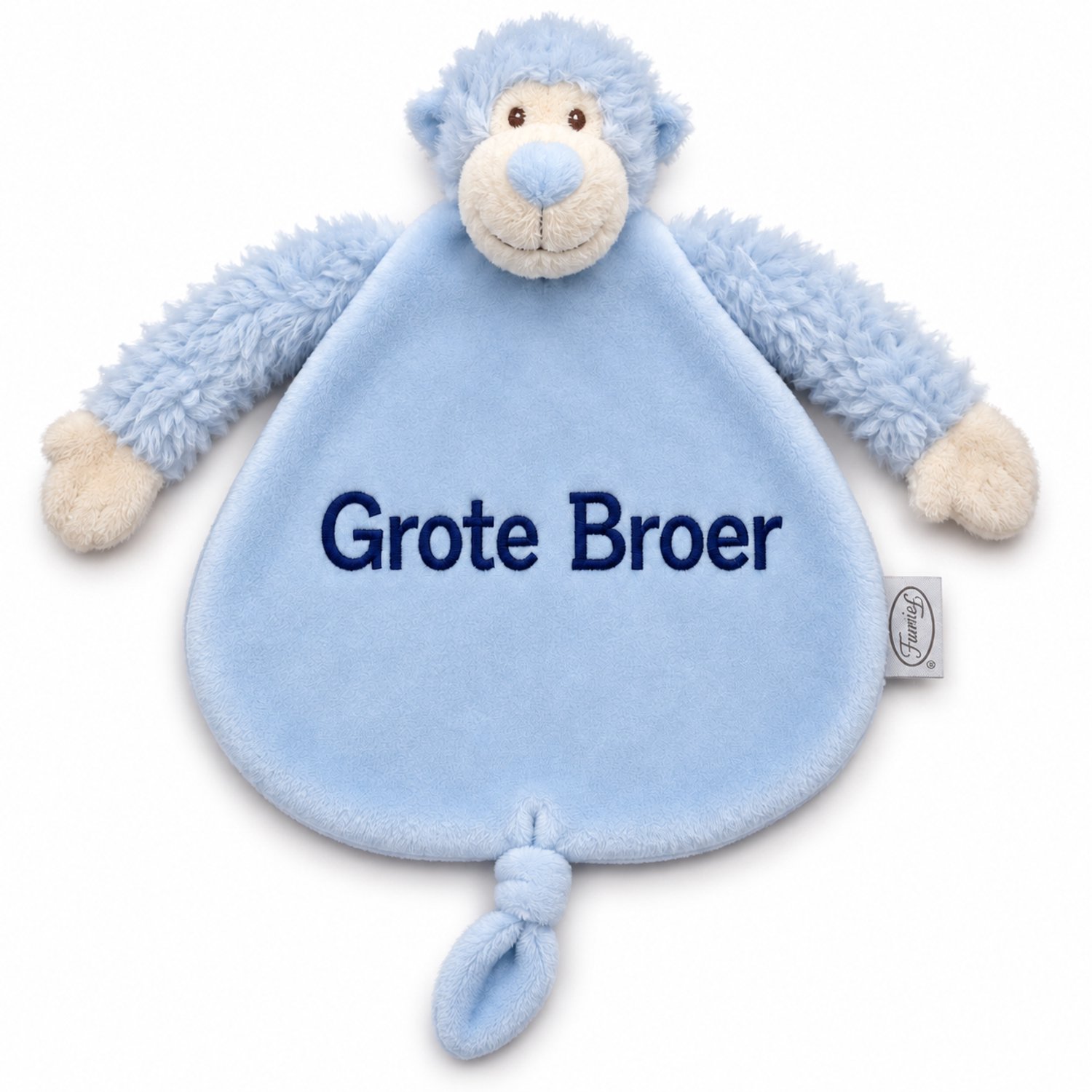 Knuffel Grote Broer – Knuffeldoekje Grote Broer – Zwangerschapsaankondiging – Aankondiging Baby – Cadeau voor Grote Broer – Blauwe Aap – Grote Broer