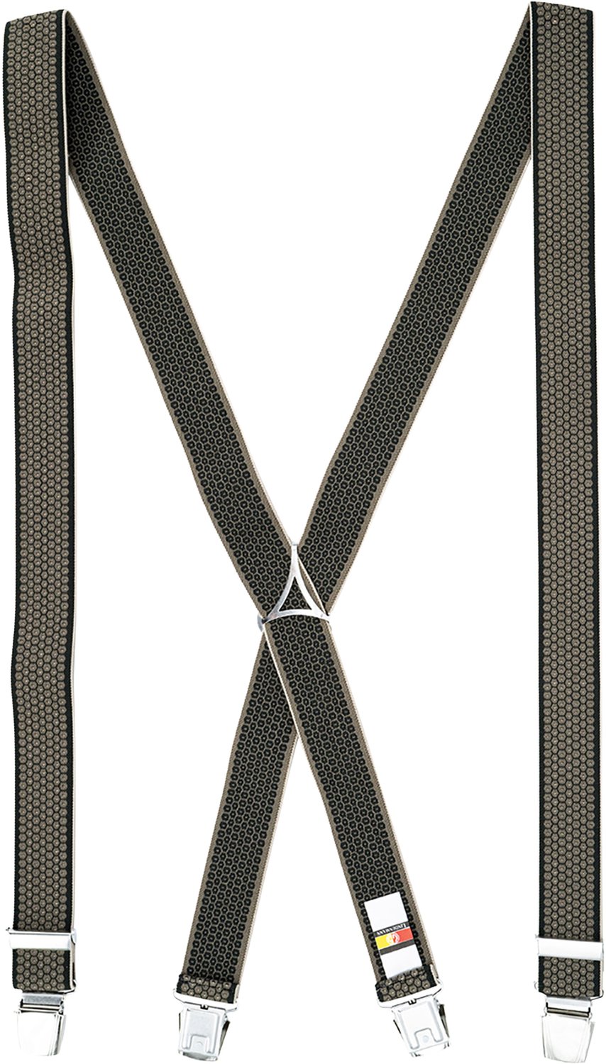 LINDENMANN heren bretels met extra sterke clips X-vorm - taupe dessin