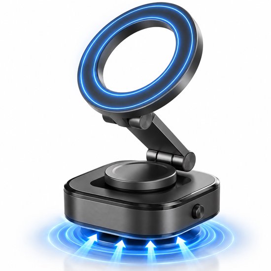 Blynk Magnetische Telefoonhouder Auto – Elektrische Vacuüm Zuignap – 360° Draaibaar – Dashboard & Voorruit – Sterke Magneet – Geschikt voor iPhone MagSafe en Android