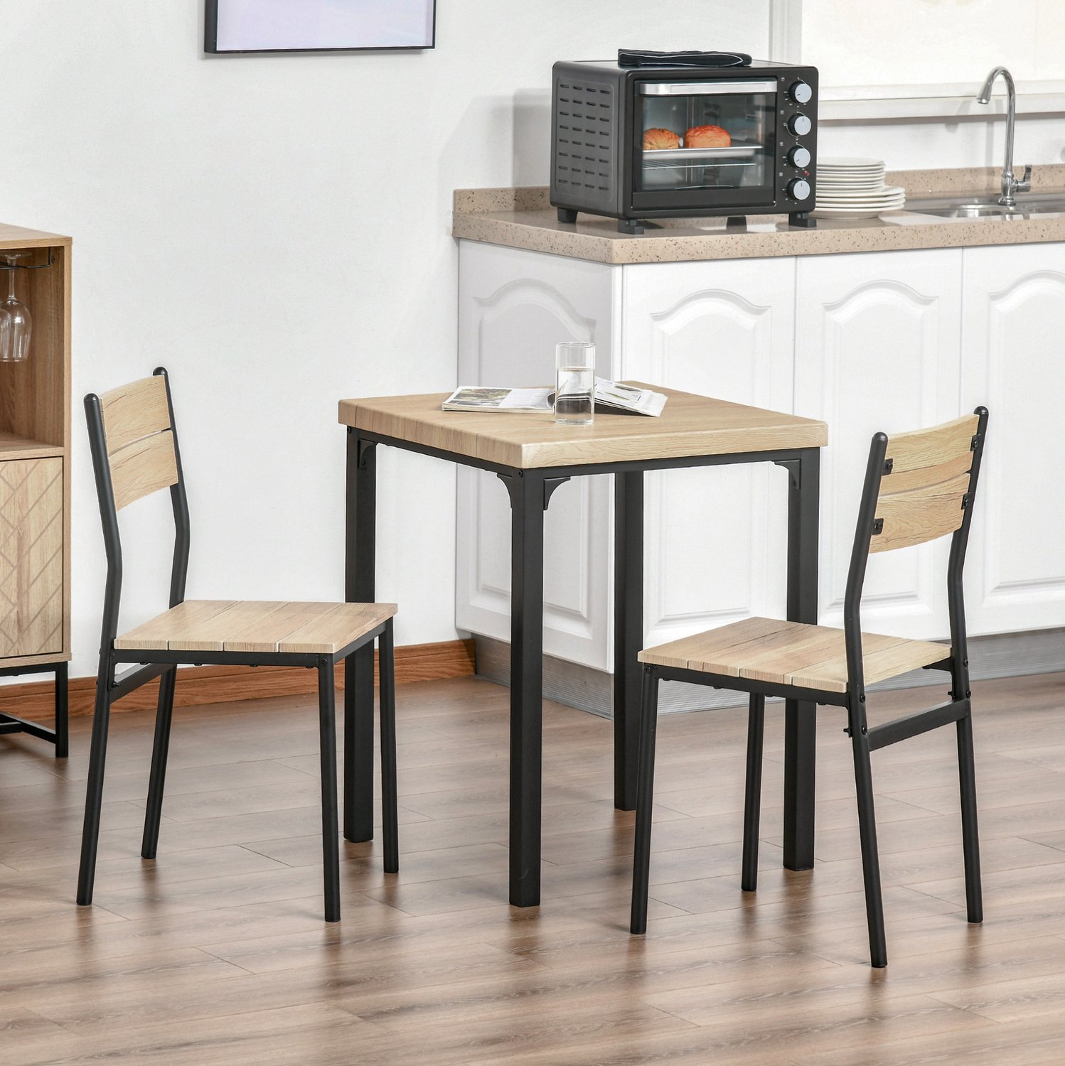 CHICFURN Eettafelset - 2 personen - ruimtebesparend - 3-delig - naturel