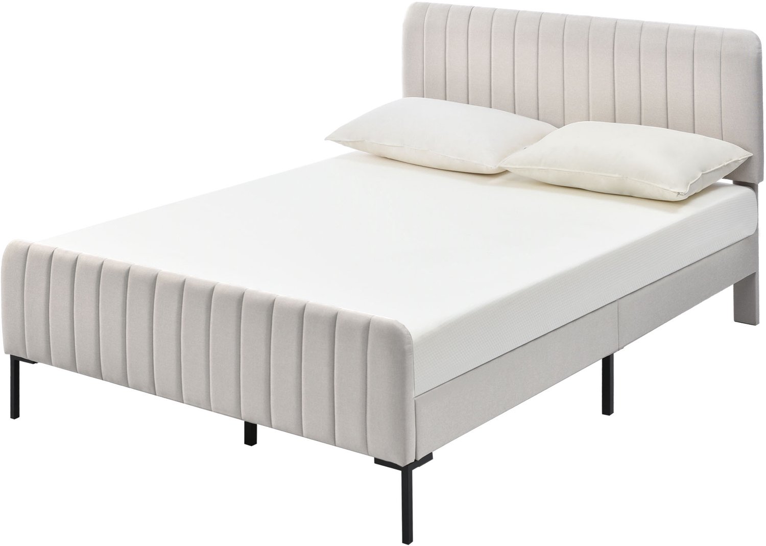 Gestoffeerd Bed 160x200 - Bedframe Met Lattenbodem En Verstelbaar Hoofdbord - Linnen Bekleding - Grijs Beige Voor Slaapkamer