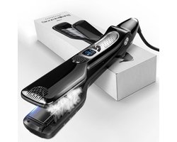 Sansbeauté® Stoomstijltang - Stoom Stijltang - Brede Platen - Professionele Stijltang 4.0 - Hair Straightener - Haartang - Haar stijltang - Lisseur Cheveux - Stoomstijltangs - Zwart