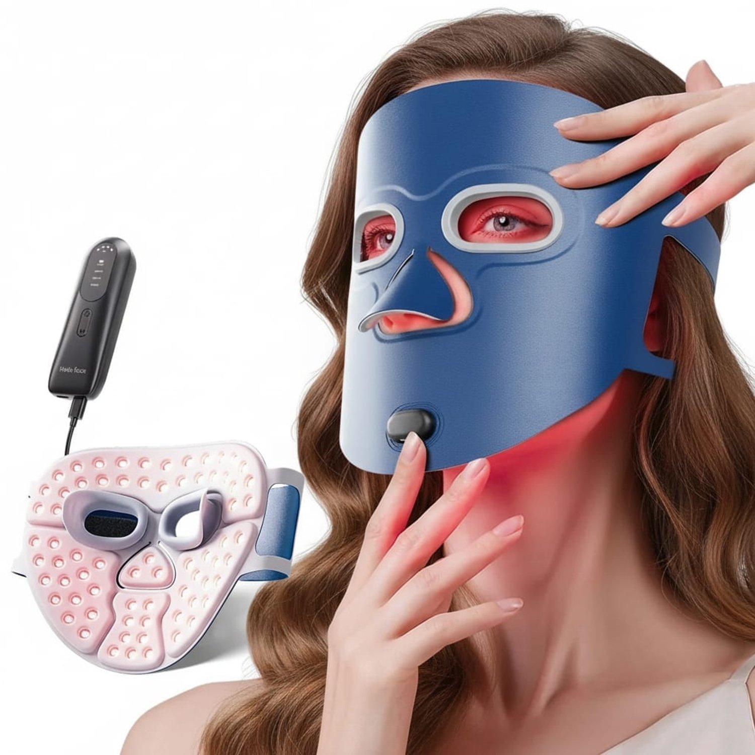 Klarven® LED Masker Blauw - Beauty - Facial - Lichttherapie Masker - Rimpels Verminderen - Puistjes Behandelen - Rood en Blauw Licht - Huidverzorging - Herlaadbaar 3000mAh