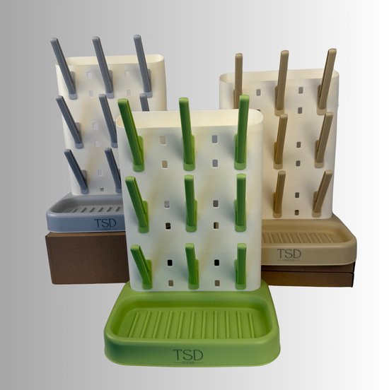 TSD goods - Flessen Droogrek Essential - Flessenrek Baby - Droogrek Voor Baby Flessen - Baby Voeding - Grijs staand — afbeelding 3