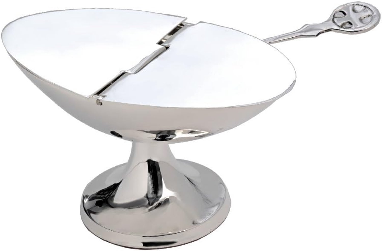 Merkloos Messing Rookvat met Lepel - Zilverkleurig, 7 cm