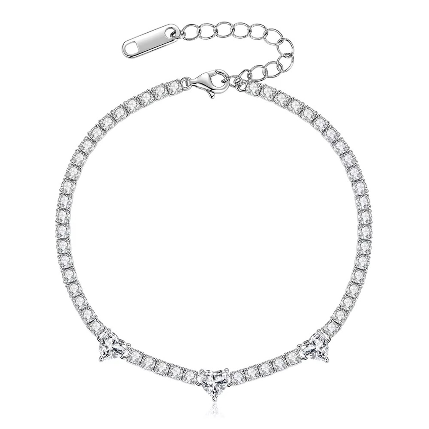 Selevie Tennisarmband Witgoud met Moissanite Harten – Luxe Armband – Sparkling Diamond Look