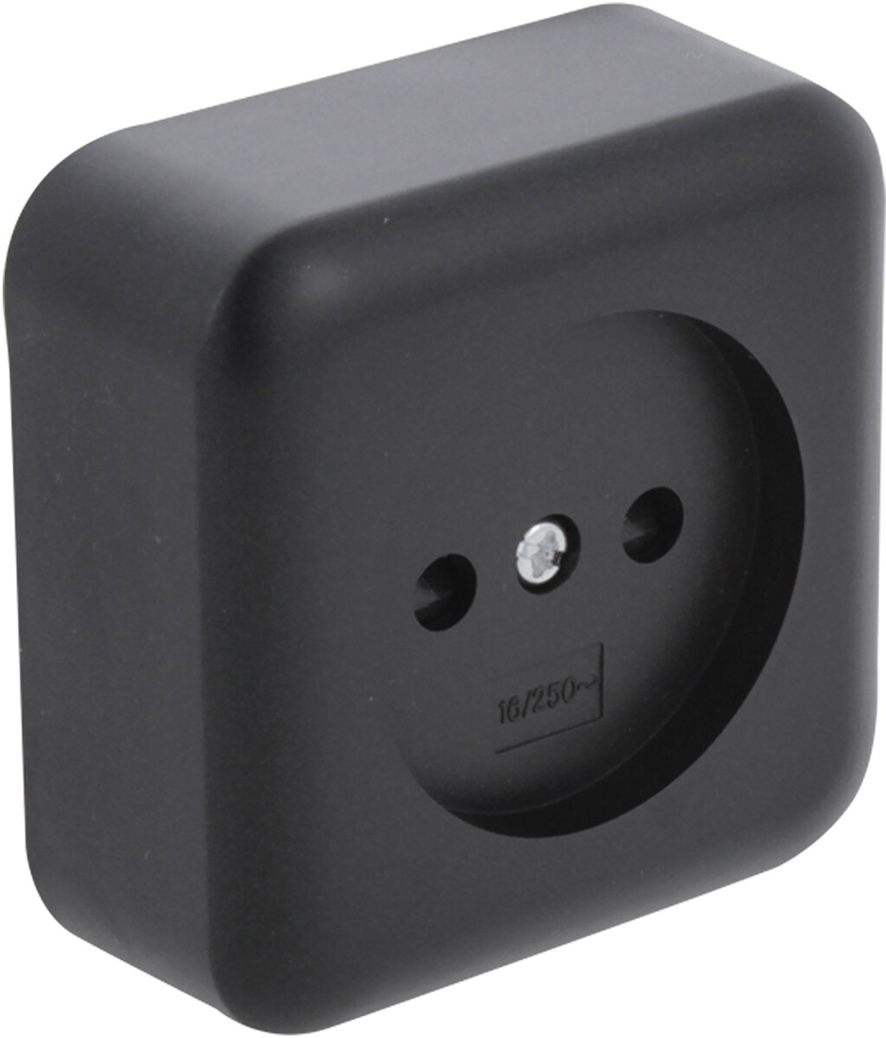 Q-LINK - Wandcontactdoos - Opbouw - 1-voudig Stopcontact - Kinderbeveiliging - Mat Zwart