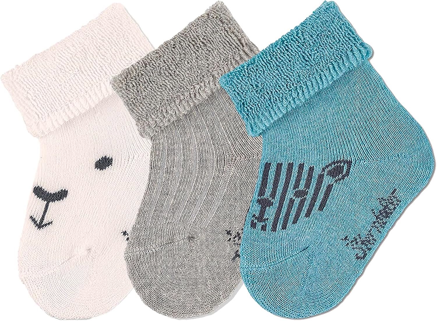 Merkloze Babysokken 3-Pack met Beer & Pluche - Navy