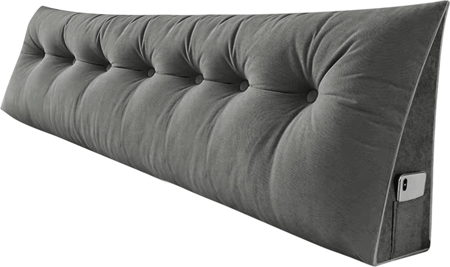 PIPIPOXER Rugsteunkussen - Hoofdbordkussen - 200 cm- voor Bed of Sofa - Driehoekig Wigkussen - Wasbare Hoes - Corduroy - Donkergrijs