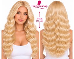 Frazimashop- Braziliaanse - Golf Remy Haar- Dames pruiken Echt Haar- 22 inch- Pruik lang haar - Haarwerken echt haar- Pruiken - Body wave human hair- wig- Pruik- Wasbaar- Kleur H 613 blonde golf haren - 13x1 T- lace front wigs