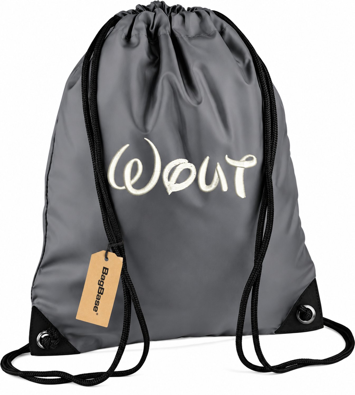 Premium zwemzak kleur Graphite Grey met naam geborduurd | 27 verschillende kleuren | gepersonaliseerd | Bagbase