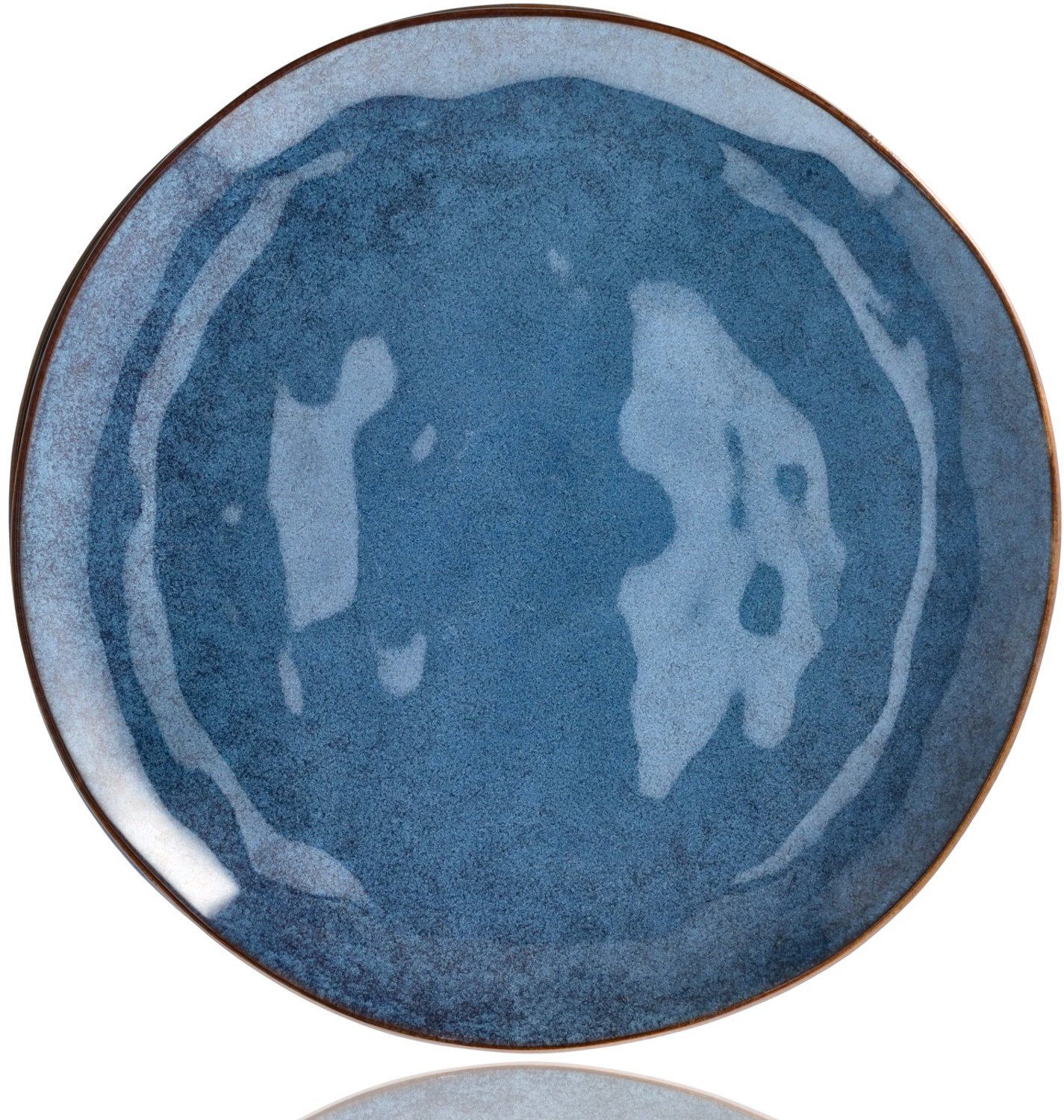 Dinerbord Blauw 27,4 cm – Keramisch Bord met Opstaande Rand – Glanzend Servies Bord voor Hoofdgerecht, Diner, Tafel en Horeca